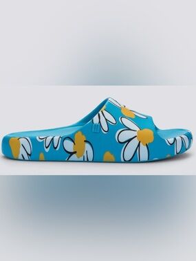 Melissa Blue Daisy Free Print Slide Sandals  - Size 6
